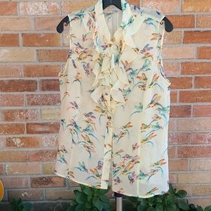 Sheer blouse with hummingbirds